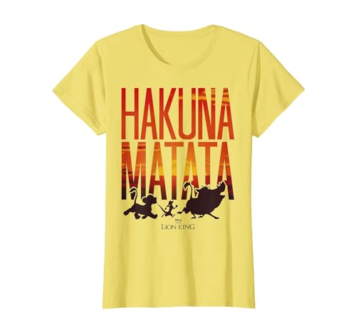 Disney Lion King Hakuna Matata Sunset Fill Trio Logo T-Shirt - size chart