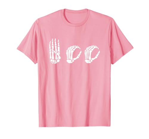 Deaf Halloween ASL Costume Boo Hands ASL Halloween Skeleton Hand American Sign Language Boo T-Shirt - size chart