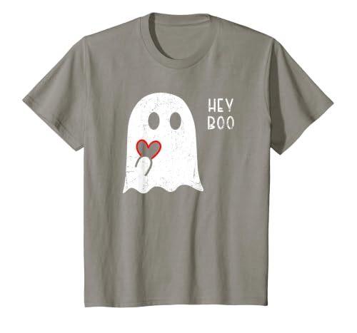 Halloween Ghosts & Stuff Clothing Hey Boo Ghost Heart Hand Sign Cute Halloween Spooky Season T-Shirt - size chart