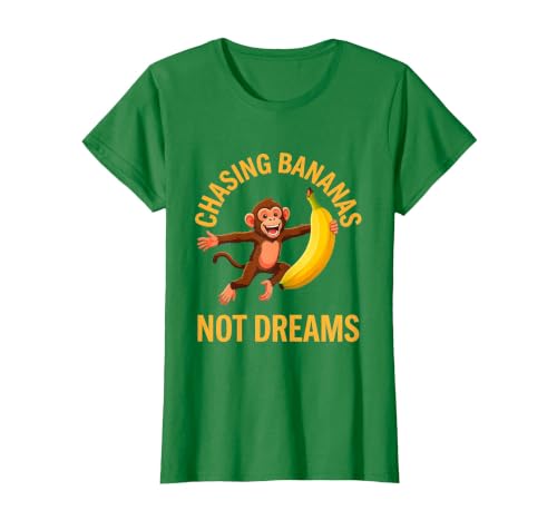Mademark Chasing Bananas Not Dreams Funny Monkey Design T-Shirt - Women - size chart