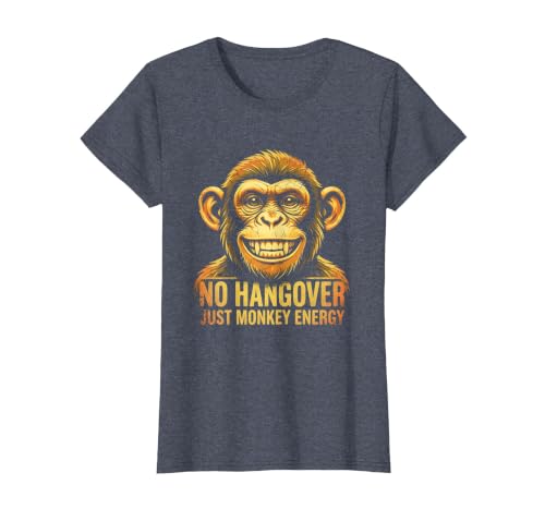 Mademark No Hangover Just Monkey Energy Sober Men T-Shirt - Women - size chart