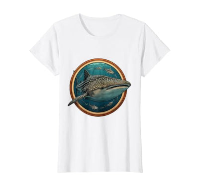 Whale Shark and Remora Fish Circle Illustration T-Shirt