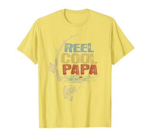 Cool Papa Fathers Day Fishing Gifts Funny Fisherman Vintage Reel Cool Papa T-Shirt - size chart