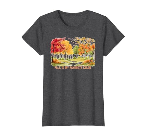 Halloween spooky fall autumn shirts Fall is My Favorite Color Season Leaves Halloween Fun T-Shirt - size chart
