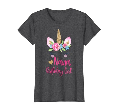 Unicorn Birthday Girl Family Shirts Unicorn Nana of The Birthday Girl Shirt Matching Party Tee T-Shirt - size chart