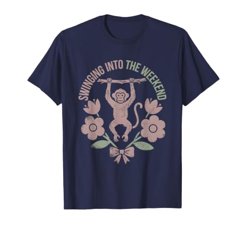 Mademark Swinging Into the Weekend Monkey Design T-Shirt - Men - size chart