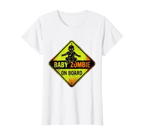 Mademark Baby Zombie On Board Pregnant Halloween Design T-Shirt - size chart