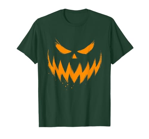 Vintage Jack o Lantern Halloween Tee Pumpkin Face Jack O Lantern Scary Carved Halloween Costume T-Shirt - size chart