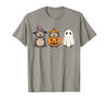 Funny Retro Hedgehog Halloween Witch Spooky Ghost Hedgehog Lover Pumpkin Halloween T-Shirt - size chart