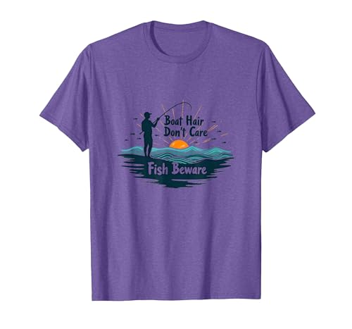 Mademark Boat Hair Don't Care Fish Beware Fishing Apparel T-Shirt - size chart