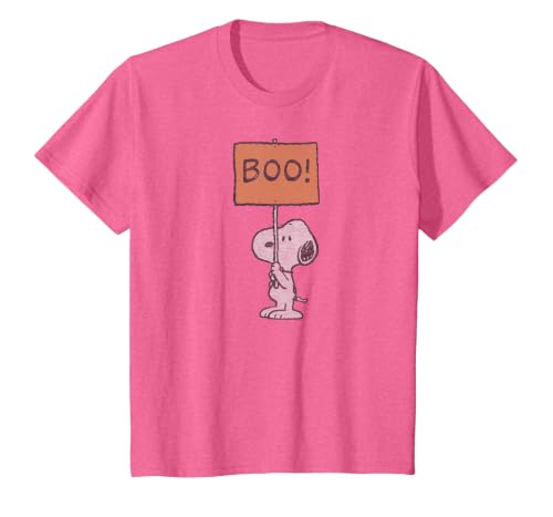Peanuts Halloween Snoopy Boo Sign T-Shirt - size chart