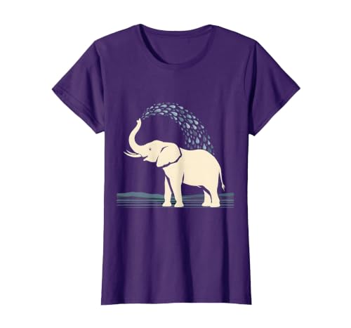 Mademark Elephant Spraying Water Raised Trunk Illustration T-Shirt - Women - size chart
