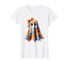 Patchwork Quilt Ghost Halloween Quilter Autumn Tee Patchwork Ghost Quilt Halloween Quilter Fall Autumn Bow Cute T-Shirt -