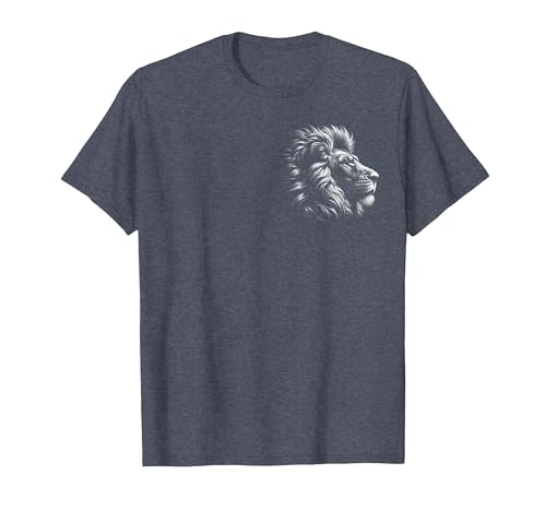 MyAnimal - Your Favourite Animal Wear Lion Head - Cool Portrait of a Proud Lion on Chest T-Shirt - size chart