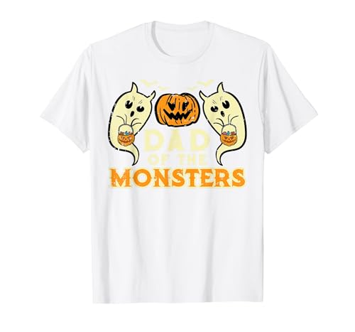 Mens Halloween Shirts For Dad Daddy Papa Men Halloween Dad of Monsters Funny Family Costume Papa Daddy T-Shirt - size chart