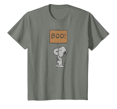 Peanuts Halloween Snoopy Boo Sign T-Shirt - size chart