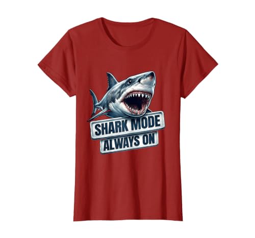 Mademark Shark Mode Always On Bold Women's Graphic Design T-Shirt - size chart