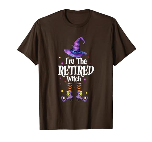 Funny Quote Horror Costume Party Family Friends I'm The Retired Witch Spooky Scary Halloween Retiree Women T-Shirt - size