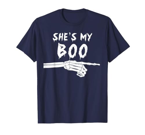 Miftees Matching Halloween Tees She's My Boo Matching Halloween Costume She's My Boo T-Shirt - size chart