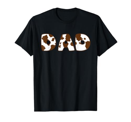 Cow Print For Family Matching Outfits DAD Cow Brown White Animal Print, Cow Pattern Farmer DAD T-Shirt - size chart