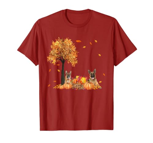 Funny German Shepherd Thanksgiving Halloween German Shepherd Autumn Leaf Fall Dog Thanksgiving Halloween T-Shirt - size chart