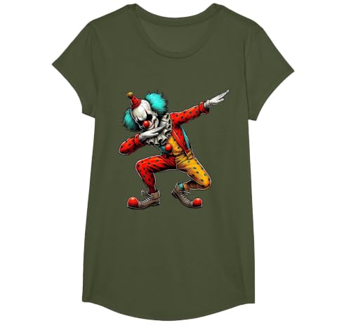 Creepy Halloween Dabbing Dab Dance Dabbing Creepy Clown Scary Halloween Dab Dance T-Shirt - size chart