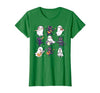 Halloween Music Teacher Ghost Music Lover Cute Ghost Cat Playing Musical Halloween Music Teacher T-Shirt - size chart