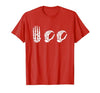 Deaf Halloween ASL Costume Boo Hands ASL Halloween Skeleton Hand American Sign Language Boo T-Shirt - size chart