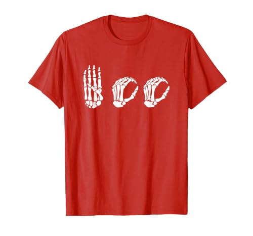Deaf Halloween ASL Costume Boo Hands ASL Halloween Skeleton Hand American Sign Language Boo T-Shirt - size chart