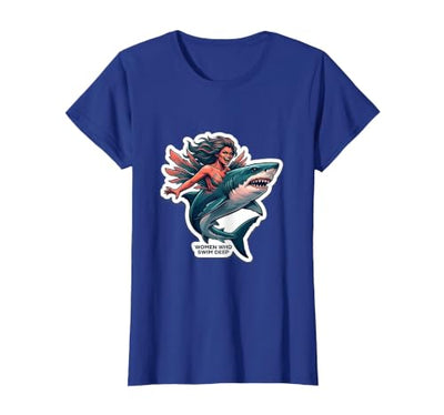 Women Who Swim Deep Shark Design T-Shirt