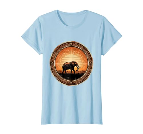 Mademark Elephant Silhouette Glowing Safari Sunset T-Shirt - Women - size chart