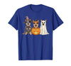 Funny Retro Australian Cattle Dog Halloween Witch Spooky Ghost Blue Heeler Pumpkin Halloween Dog Lover T-Shirt - size chart