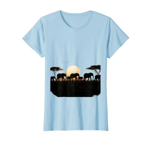 Mademark Elephant Herd Crossing Dusty Savanna Plains T-Shirt - Women - size chart