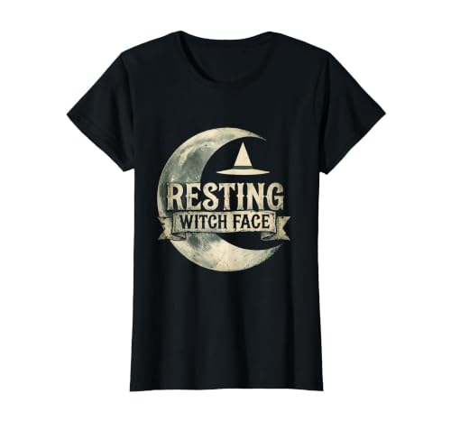 Mademark Resting Witch Face Halloween Design T-Shirt - size chart