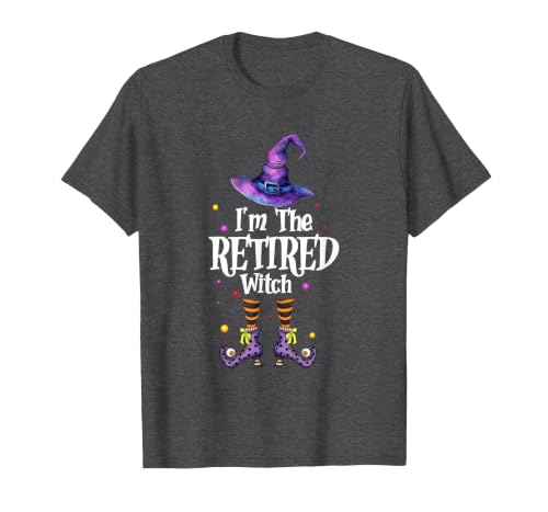 Funny Quote Horror Costume Party Family Friends I'm The Retired Witch Spooky Scary Halloween Retiree Women T-Shirt - size