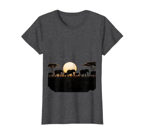 Mademark Elephant Herd Crossing Dusty Savanna Plains T-Shirt - Women - size chart