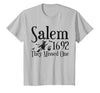 Salem 1692 They Missed One Witch Tees 1692 They Missed One Salem Womens Halloween Distressed T-Shirt - size chart