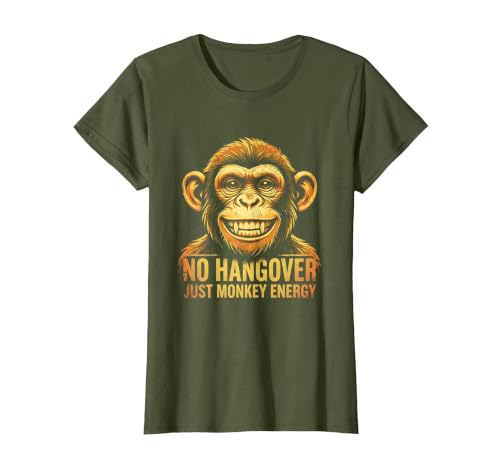 Mademark No Hangover Just Monkey Energy Sober Men T-Shirt - Women - size chart