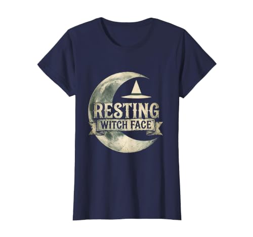 Mademark Resting Witch Face Halloween Design T-Shirt - size chart