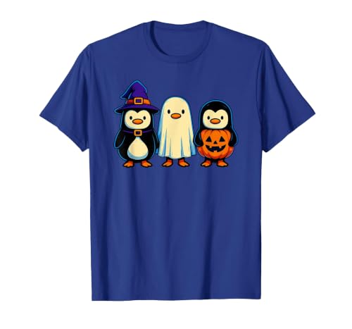 Nerrrdy Penguin Witch Ghost Pumpkin Men Women Kids Funny Halloween T-Shirt - size chart