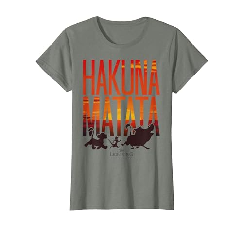 Disney Lion King Hakuna Matata Sunset Fill Trio Logo T-Shirt - size chart