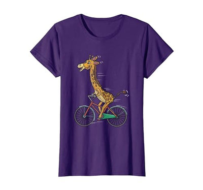 Giraffe Riding Bicycle Vintage T-Shirt