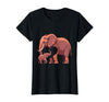 Mademark Elephant Mother and Calf Touching Trunks Design T-Shirt - Women - size chart