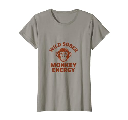 Mademark Wild Sober Monkey Energy Funny Sobriety Design T-Shirt - Women - size chart