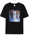 CaRoPaZyX T Shirt for Men Printed in USA Cat Enthusiast Lightning Cool Cat Short Sleeve Crew Neck Tee Tops Graphic T-Shirts White - size chart