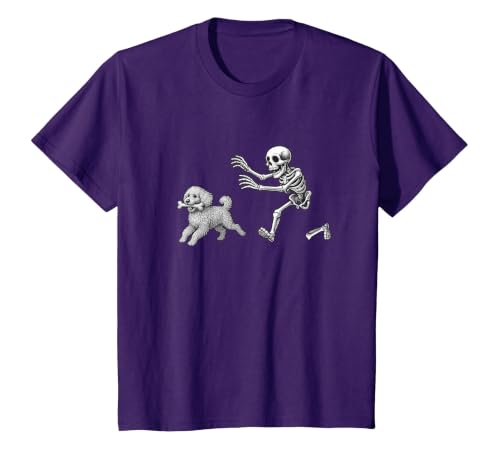 Funny Halloween Dog Lovers Gift Tees Skeleton Dogs Funny Skeleton Chasing Goldendoodle Dog Halloween Dogs Lover T-Shirt -