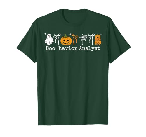 Behavior Analyst Halloween ABA Ghost Boo-havior Boo-Havior Analyst Pumpkin Ghost ABA Therapist Halloween T-Shirt - size chart