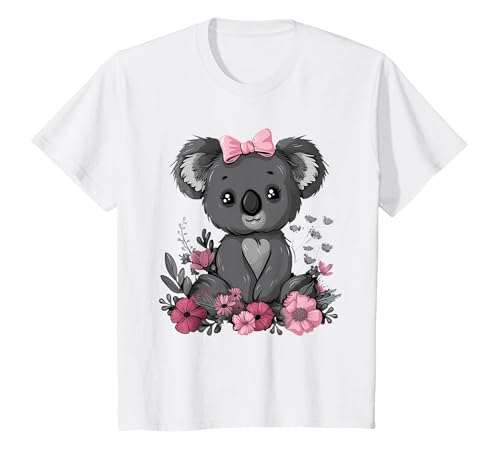We Love Koalas - Kids Apparel Co. Koala Kawaii Koala Bear Pink Bow Flowers Girls Kids T-Shirt - size chart
