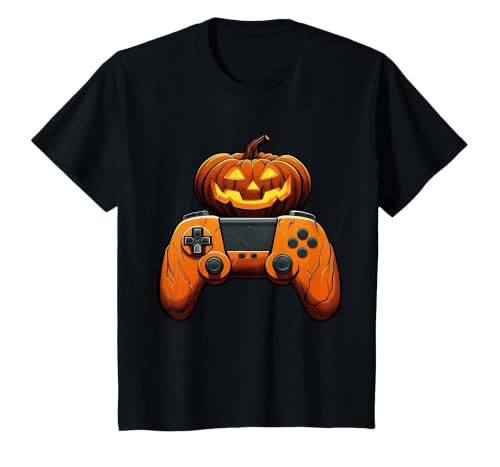 Spooky Halloween Gamers 2023 Halloween Skeleton Zombie Gaming Controllers Mummy Boys Kids T-Shirt - size chart