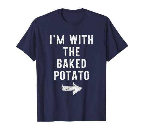 Im With The Baked Potato Halloween Costume I’m with The Baked Potato Funny Halloween Couple Costume T-Shirt - size chart